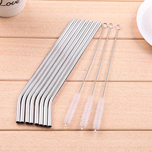 Oregon Tools 8Pcs Stainless Steel Metal Drinking Straw Straws with 3 Cleaner Brush Kit Tools