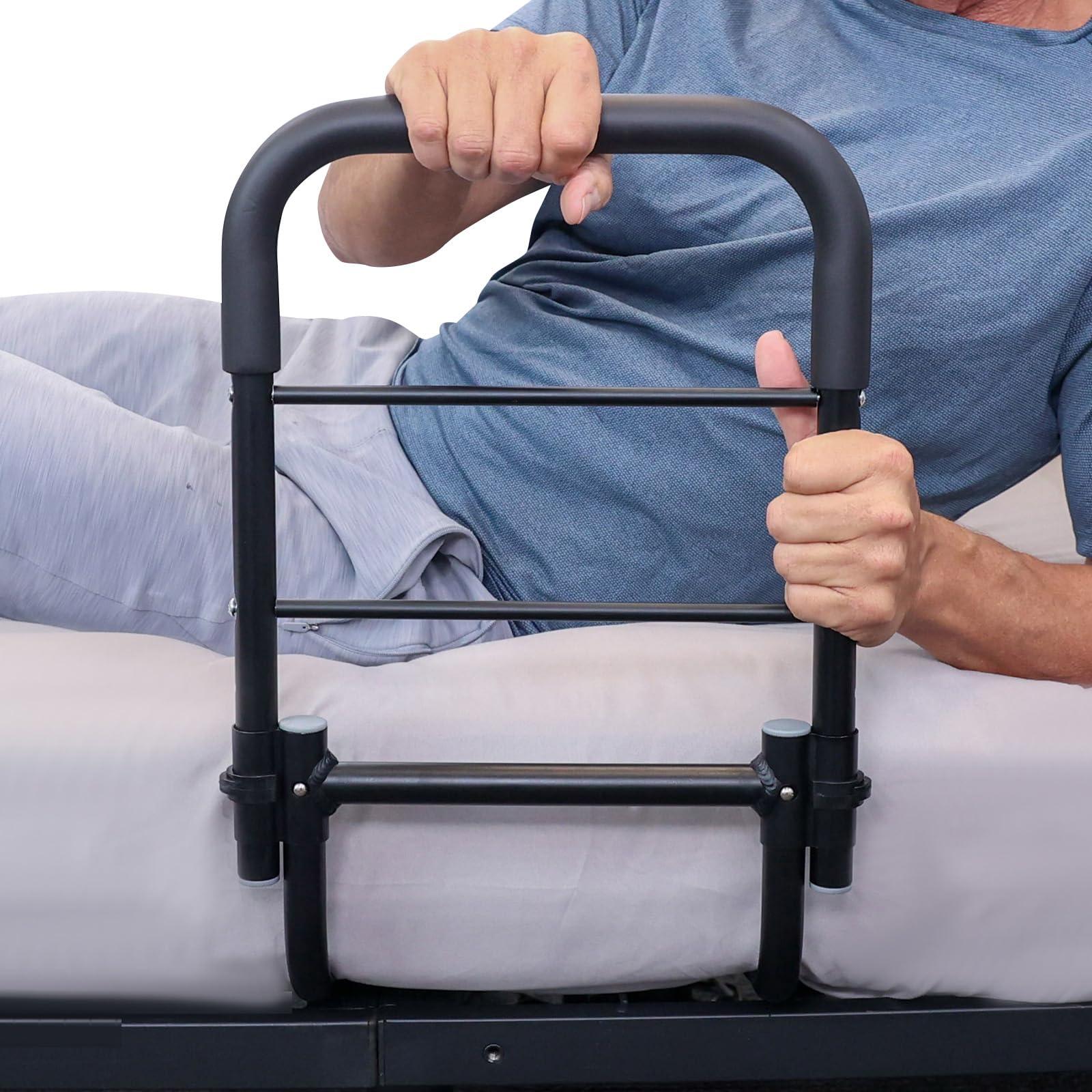 Vive Vive Bed Assist Rail for Elderly Adults Safety - Height Adjustable Bed Cane with Handrails for Bedroom - Compact Bedside Hand Railing for Home & Hospital - Fits Queen, King, Twin, Full Mattress