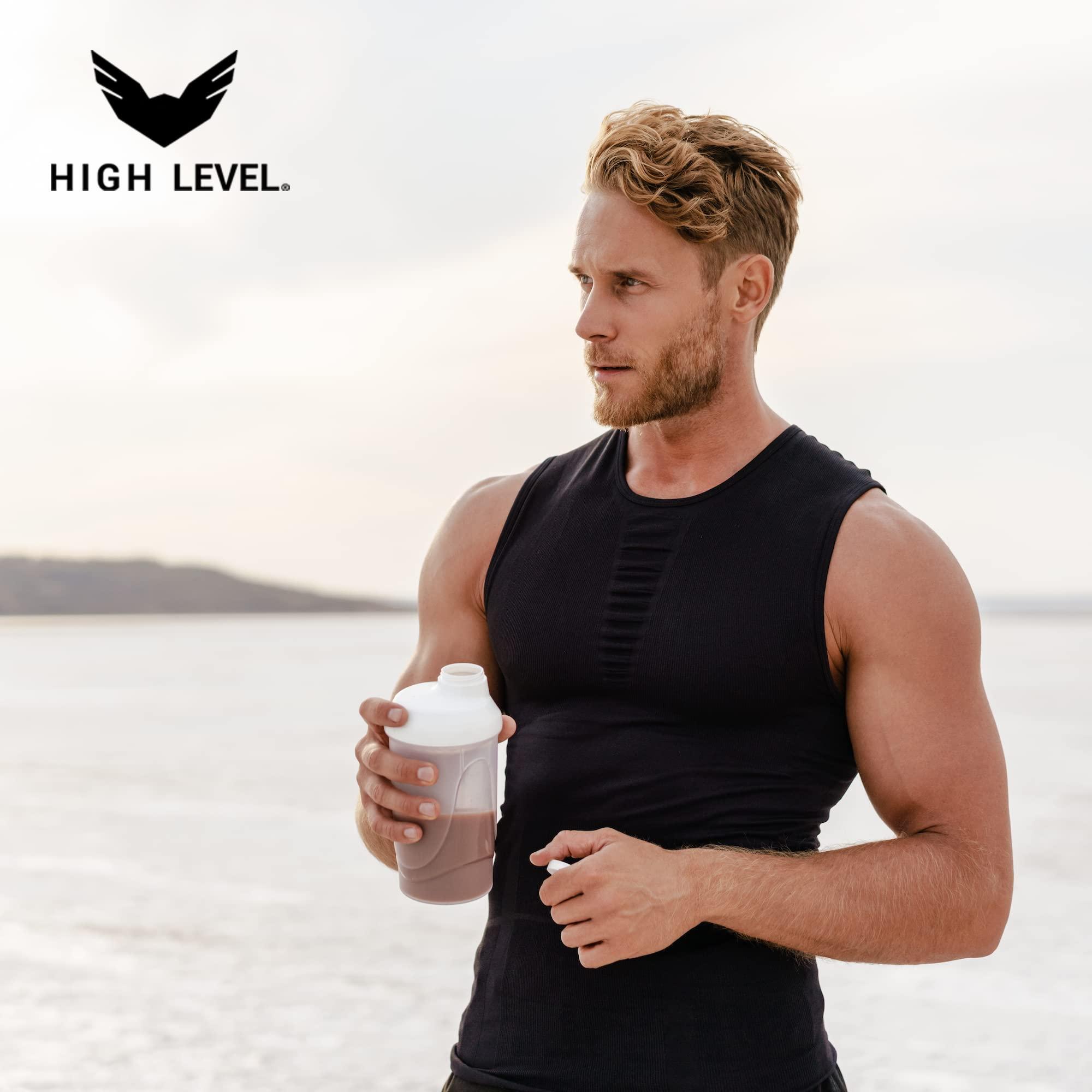 High Level High Level Whey Protein Powder - Natural, 24g Protein, 2 lb, Salted Caramel Shake Sweetened with Stevia, Ultra-Filtered, Non-GMO, Includes Digestive Enzymes, No Artificial Additives, Made in USA