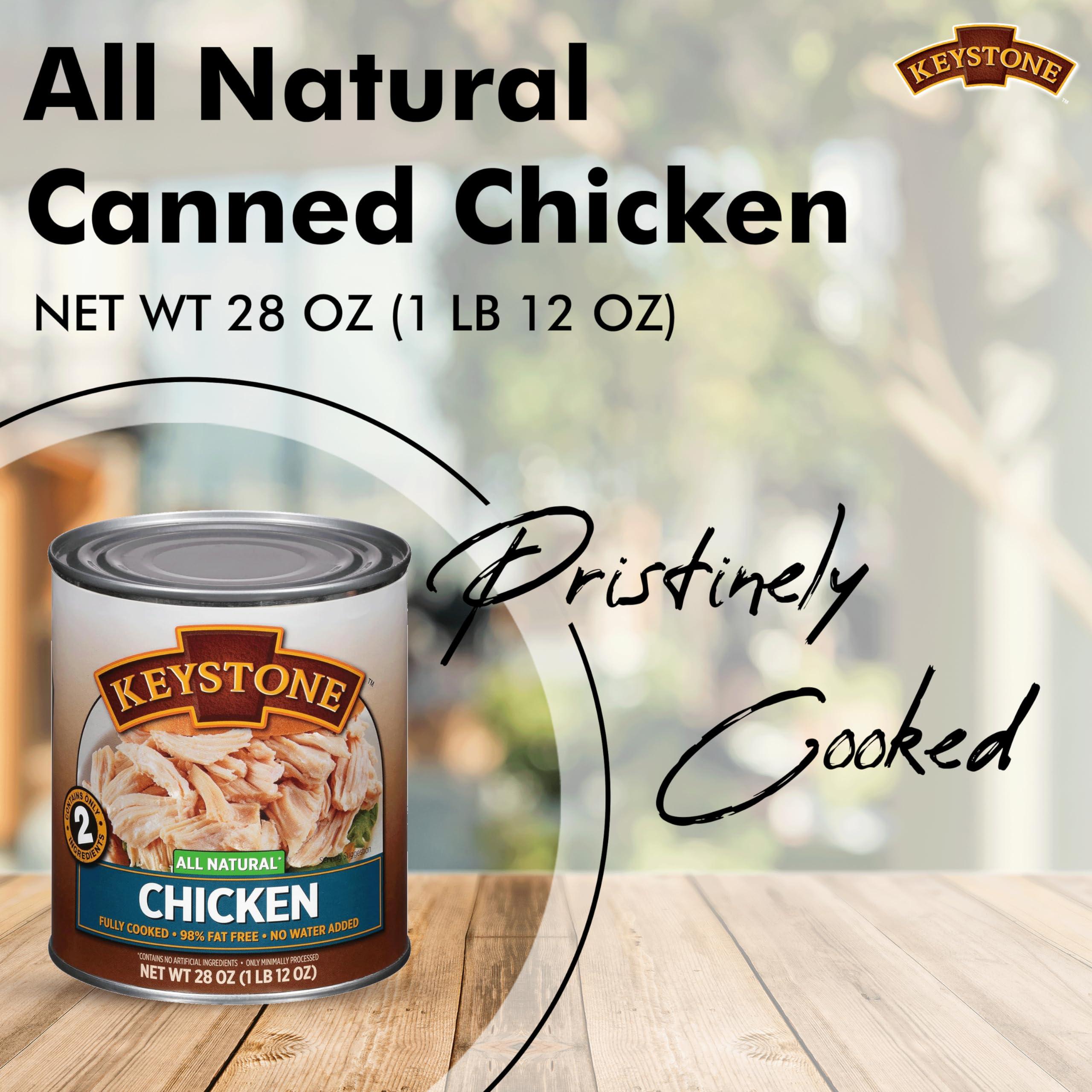 Keystone Meats Keystone All Natural Chicken 28 Oz Long Term Emergency Survival Food Canned Meat | Fully Cooked Ready to Eat | Gluten Free | No Carbs Pack of 1