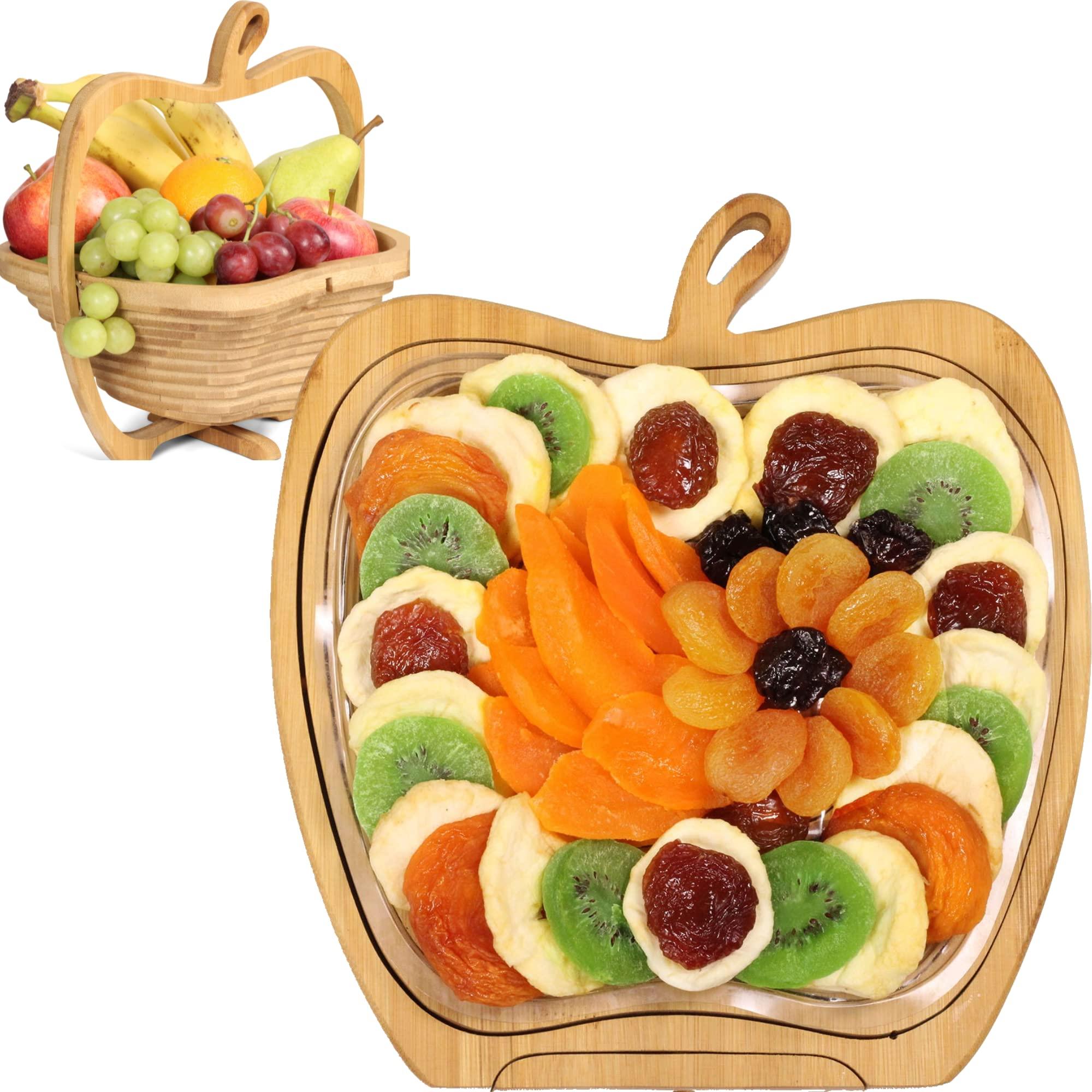 It\'s Delish Valentines Gift Basket Dried Fruit by It\'s Delish 3 in 1 Wooden Apple Basket - Healthy Gourmet Snack Box - Variety Snacks - Holiday Food Gifts for Mom, Dad, Women Men Families Birthday Sympathy Corporate