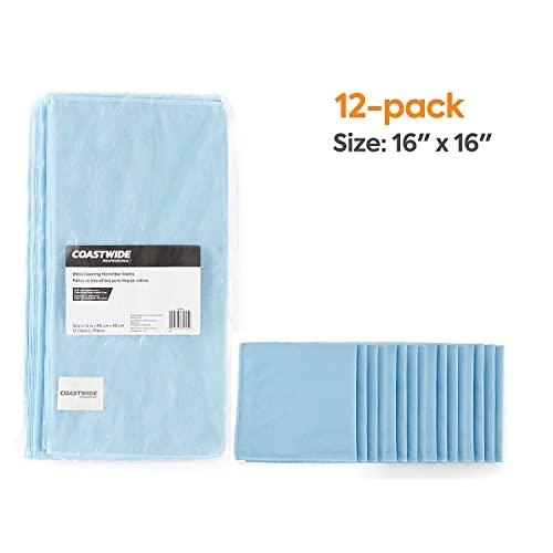 STAPLES STAPLES Brighton 24300448 Glass Blue Suede Cleaning Microfiber Cloths 16-Inch W X 16-Inch L Pack of 12