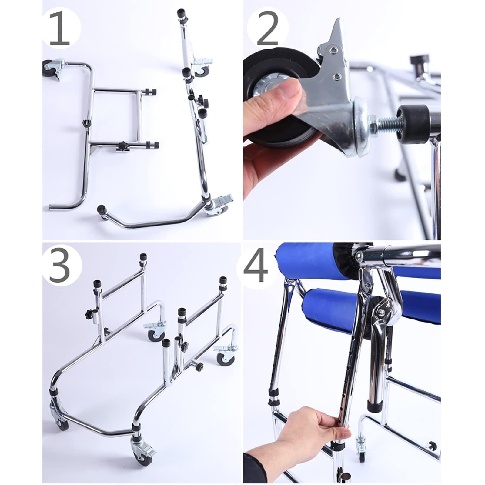 ZHDBMM Walkers for Seniors, Walker Children with Cerebral Palsy, Hemiplegia Stroke Rehabilitation Standing Frame Adult Walker Walking Aid for The Disabled ( Color : Men , Size : Height: 2.9~3.9ft )