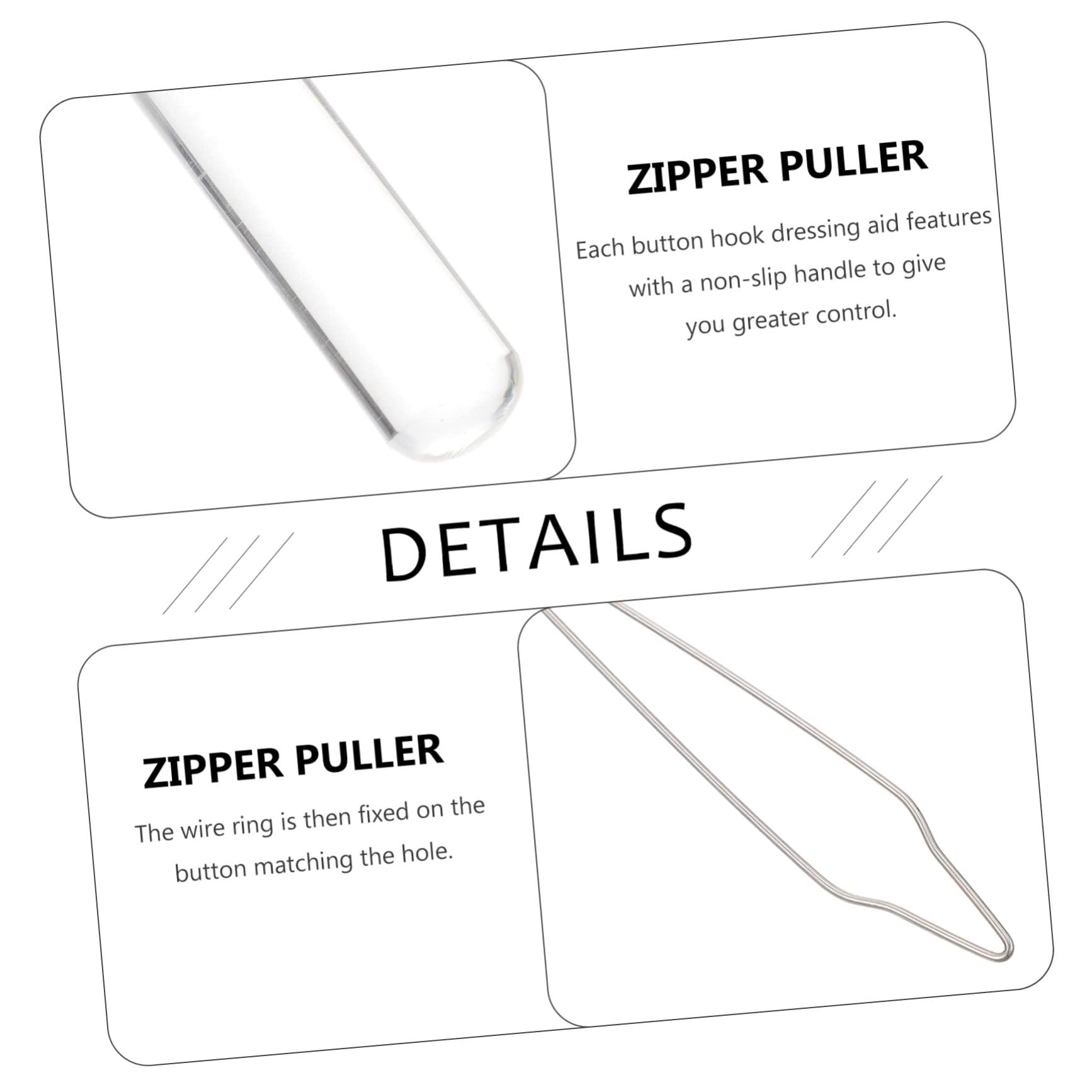 FRCOLOR FRCOLOR Button Puller Snap Buttons for Sewing Household Gadgets Fixer Help Jackets Smart Button Hand Warmers Zipper Clasp Hooks Pulls Accessories Bracelet Pin Shirt Threader Steel White