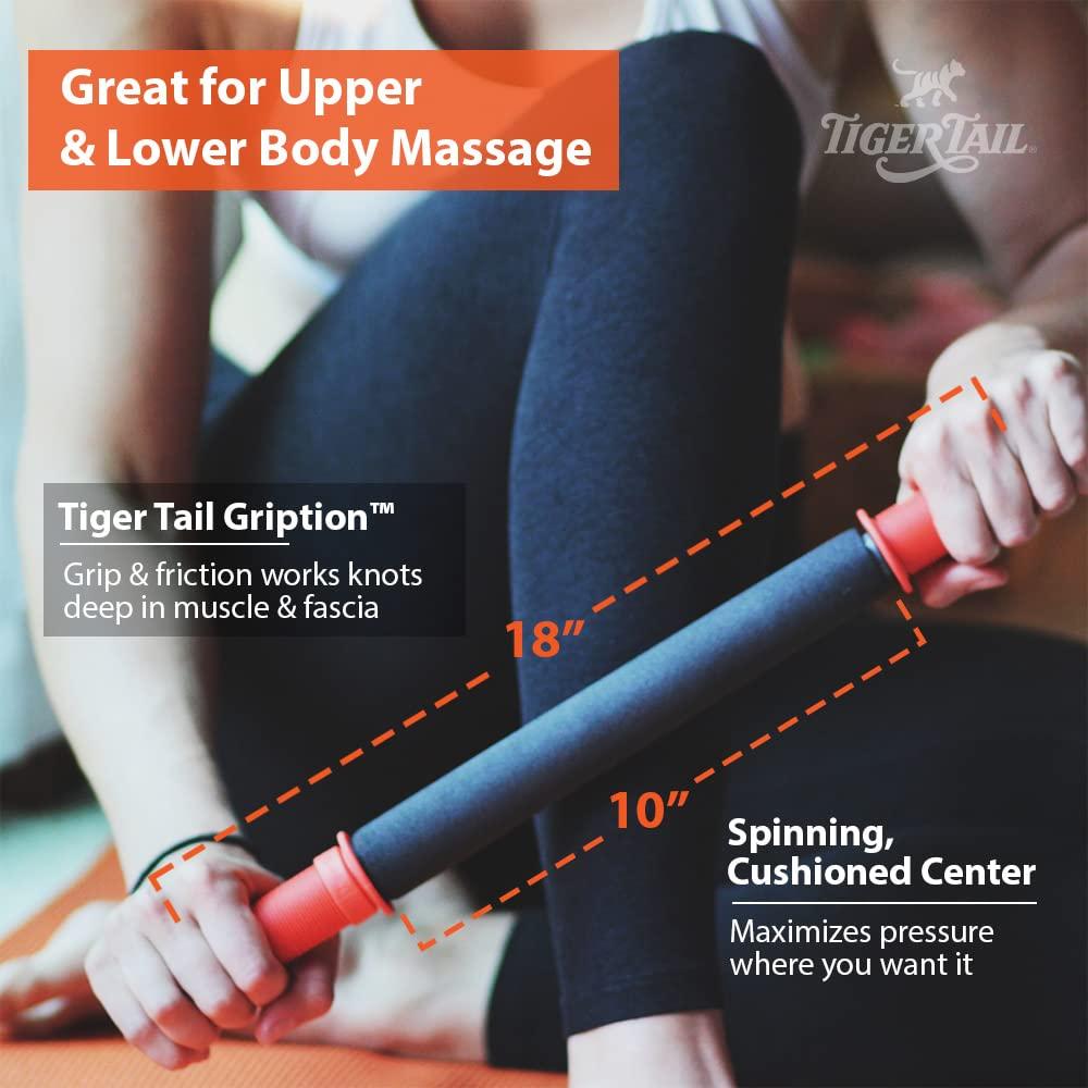 Tiger Tail Tiger Tail 18in Massage Stick Portable Roller, Handheld, Deep Tissue Foam Roller, Body Massage and Myofascial Release Tool for Legs, Neck, Calves, Thighs, Shins & Back, The Original 18, Made in USA