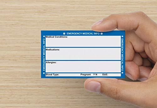 Medical ID Wallet Card Emergency Medical Condition and Contact Wallet ID Card - with self-Laminating Wallet Pouch (Pink)
