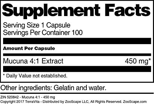 TerraVita Mucuna 4:1-450 mg (100 Capsules, ZIN: 520842) - 2 Pack