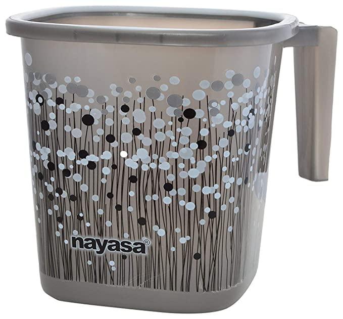 Radhya Intercontinental Plastic Bathroom Bucket- Bucket Set with Bathroom Mug Stool Patla, Dustbin and Tub, Soap Case, (25 Liters, Grey, Set 6 Pieces)
