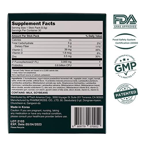 MOMSTAMIN MOMSTAMIN HMO(Human Milk Oligosaccharides) Super Prebiotics and Probiotics for Women, Men : Immune Digestive Supplement | HMO Probiotics | HMO Supplement | Prebiotics Powder | IBS Relief - 30 Packets