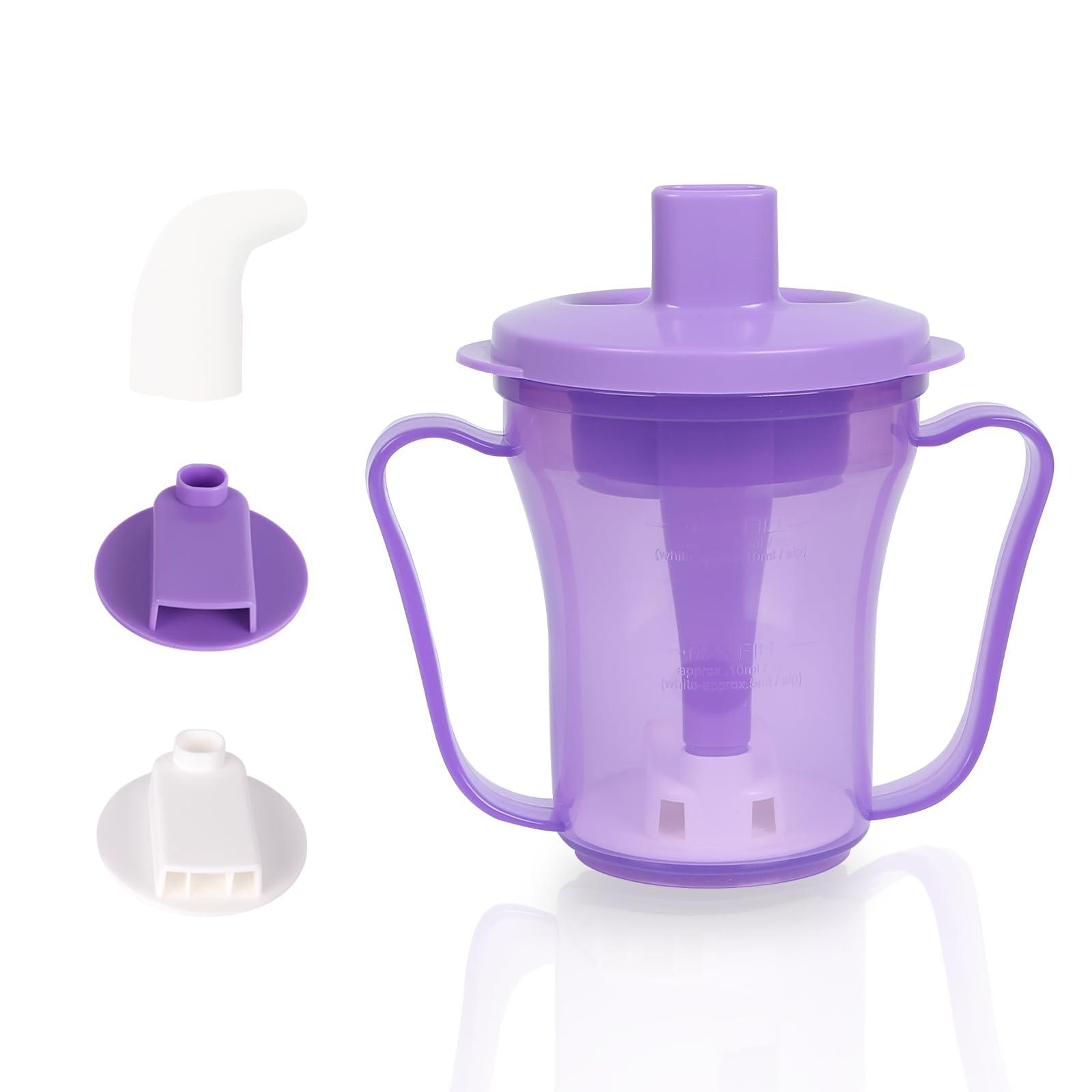 Ehucon Ehucon Dysphagia Regulating Drinking Cup for Elderly-Having Difficulty Swallowing,Dispenses 5 cc or 10 cc of Liquid Helps to Prevent Choking,Liquids Only (Overall purple)