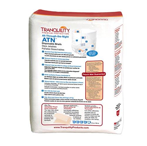 TRANQUILITY Tranquility ATN Adult Disposable Briefs, Refastenable Tabs with All-Through-The-Night Protection, S (24"-32") - 10ct (Case of 10)