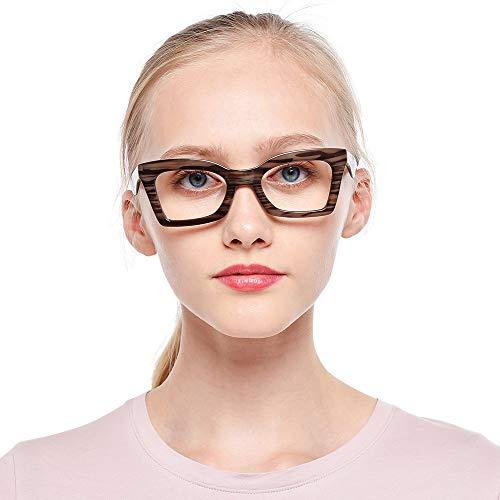 SOOLALA SOOLALA Anti-Blue Blocker Light Butterfly Readers Cateye Reading Glasses, BkWood, 1.0