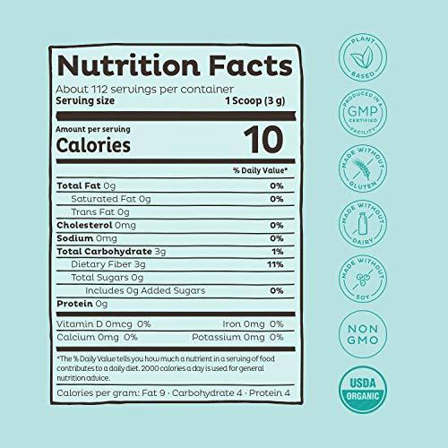 KOS KOS Organic Inulin Powder, Unflavored & Unsweetened Superfood - Vegan Inulin for Prebiotic Intestinal Support, Digestive Health Promoting - USDA Certified, Non-GMO, Soy & Gluten-Free, 112 Servings Bag