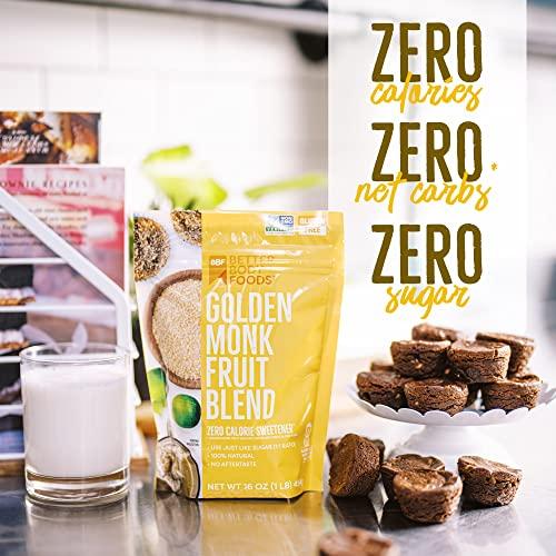 BetterBody Foods BetterBody Foods Golden Monk Fruit Sweetener Blend - Sugar Substitute, Zero Calorie, Keto Diet Friendly, Zero Net Carbs, Zero Glycemic, Baking, Extract, Sugar Replacement 1 lb, 16 Oz