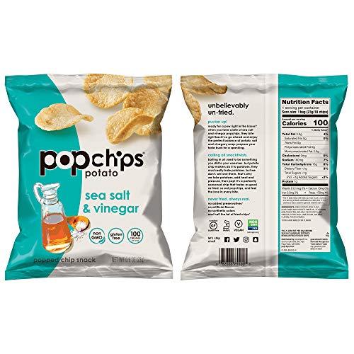 popchips Popchips Potato Chips Variety Pack, Single Serve 0.8 Ounce Bags (Pack of 24), 4 Flavors: 8 Sea Salt, 8 BBQ, 4 Sour Cream & Onion, 4 Salt & Vinegar