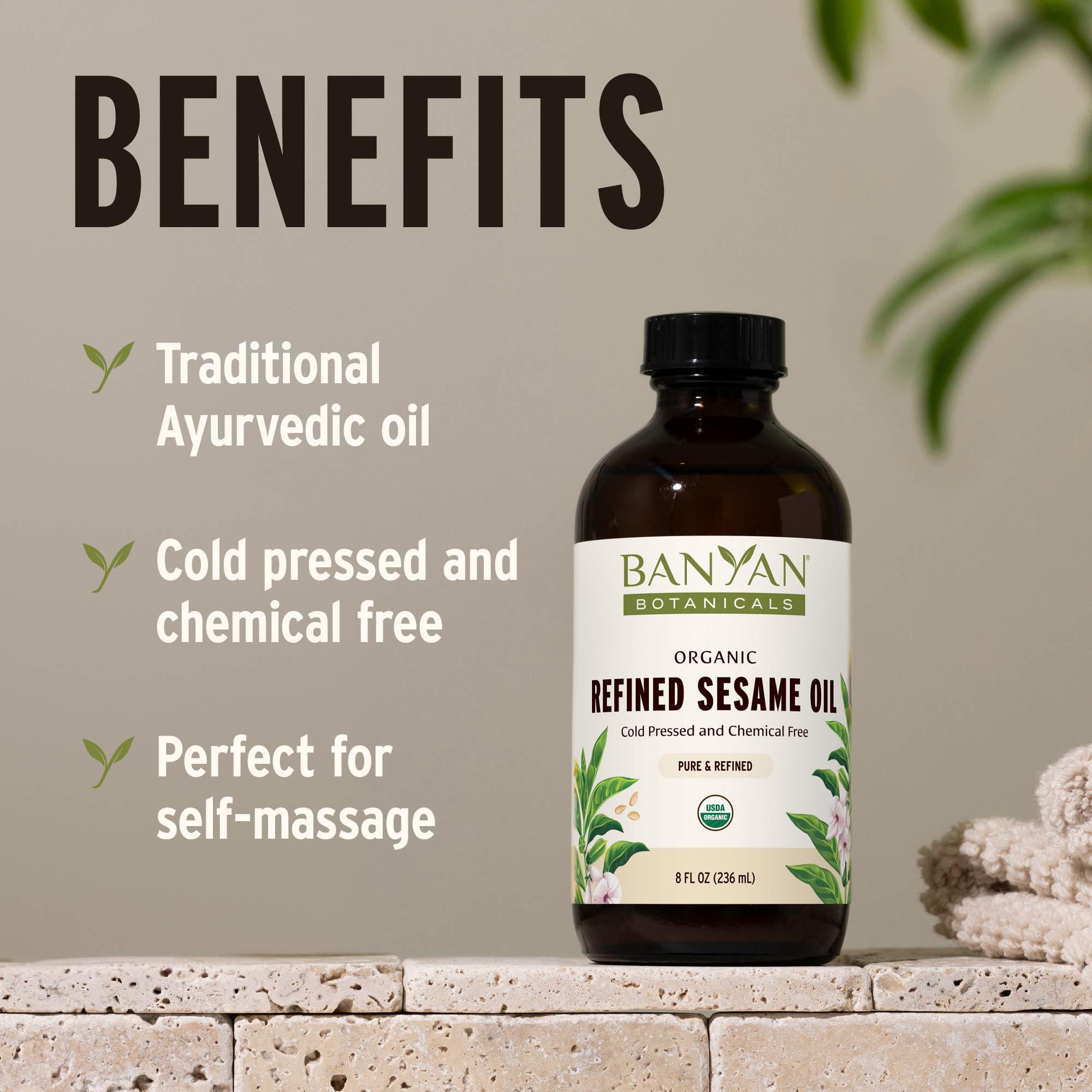 Banyan Botanicals Banyan Botanicals Refined Sesame Oil Organic Sesame Oil for Skin, Body, Hair & More Multiple Sizes 128 oz Non GMO Sustainably Sourced Vegan