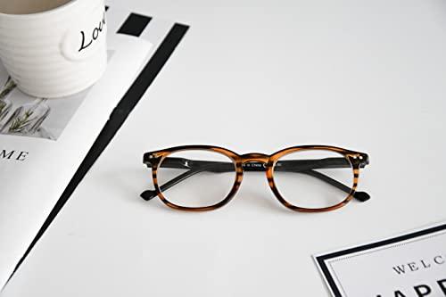 Eyekepper Eyekepper Retro Reading Glasses for Women Reading +2.75 Amber Striped Frame Black Arms Mens Readers Eyeglasses