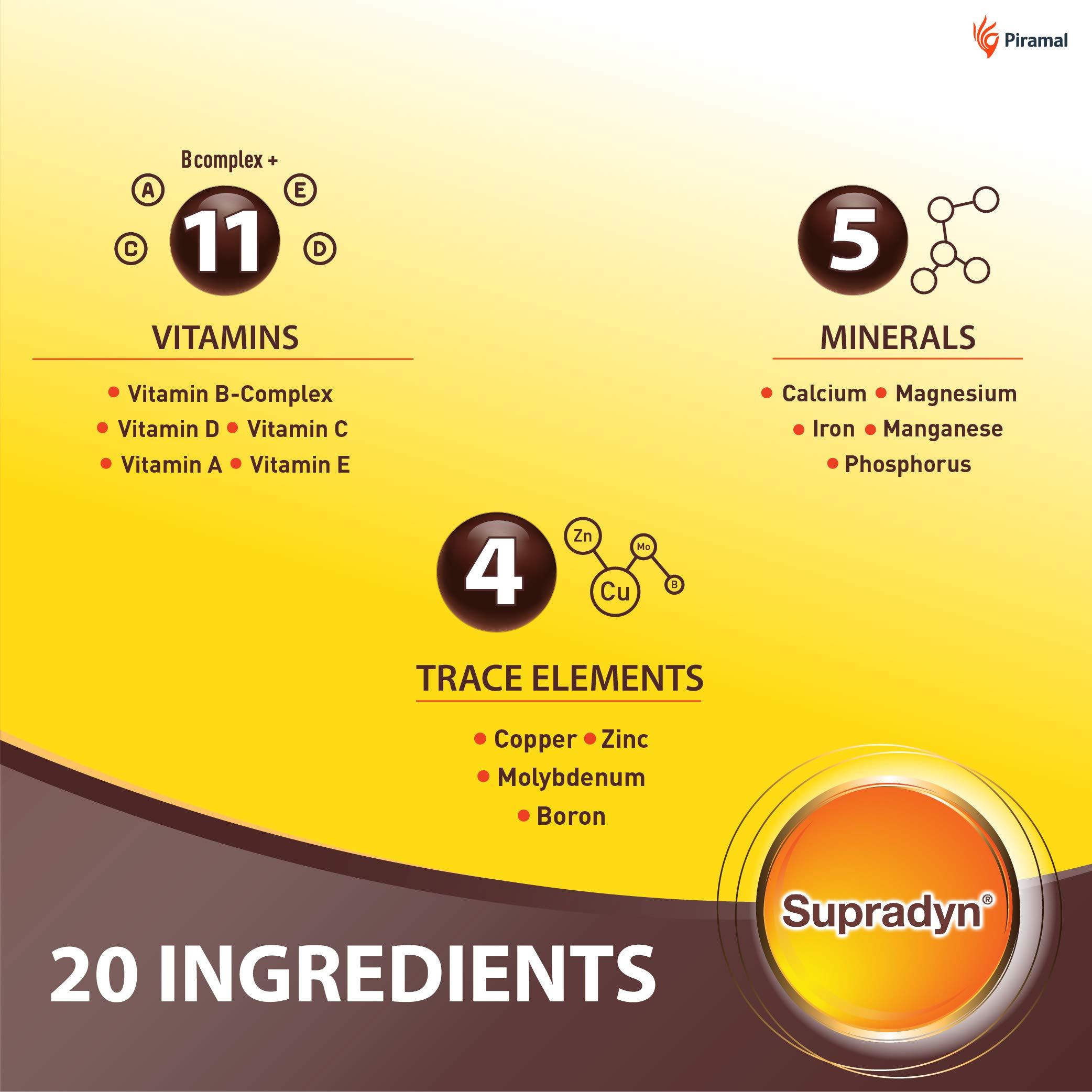 Supradyn Supradyn Multivitamins Tablets With Minerals And Trace Elements, 225 Tablets (15 Strips) Brown