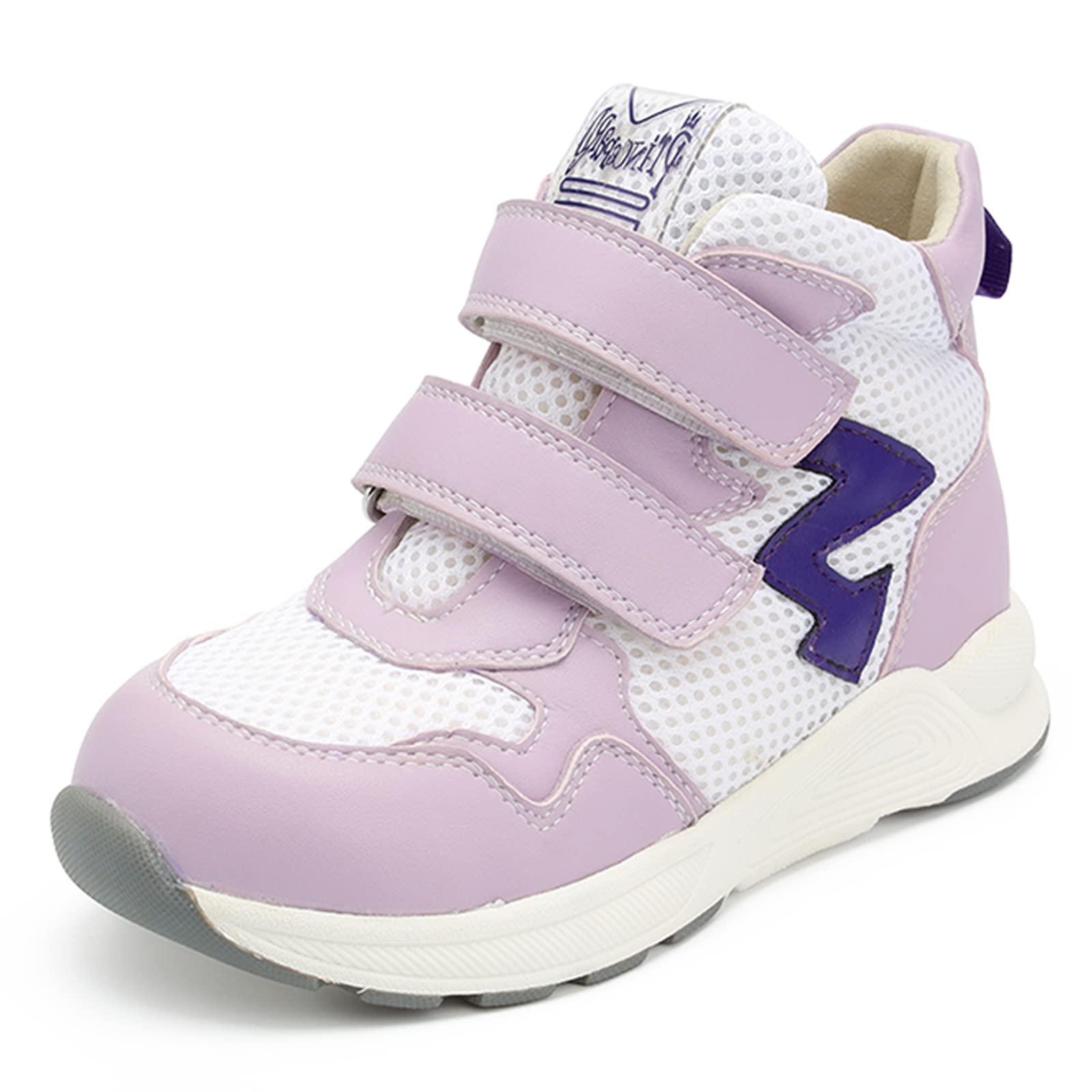 princepard Toddlers Orthopedic Corrective Sneakers for Kids with Arch & Ankle Support,Girls and Boys\'High Top Shoes for Flat Foot,Anti-Slip Soles Pink