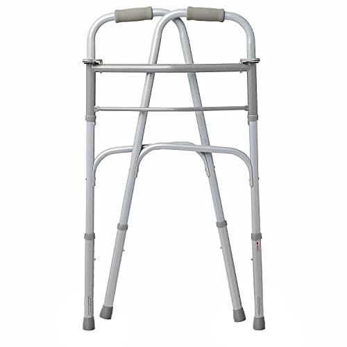HEALTHLINE HEALTHLINE Walker Folding Deluxe 2 Button Without Wheels, Lightweight Foldable Mobility Walker No Wheels for Adult Seniors Disabled, Adjustable Height for Short, Average and Tall People
