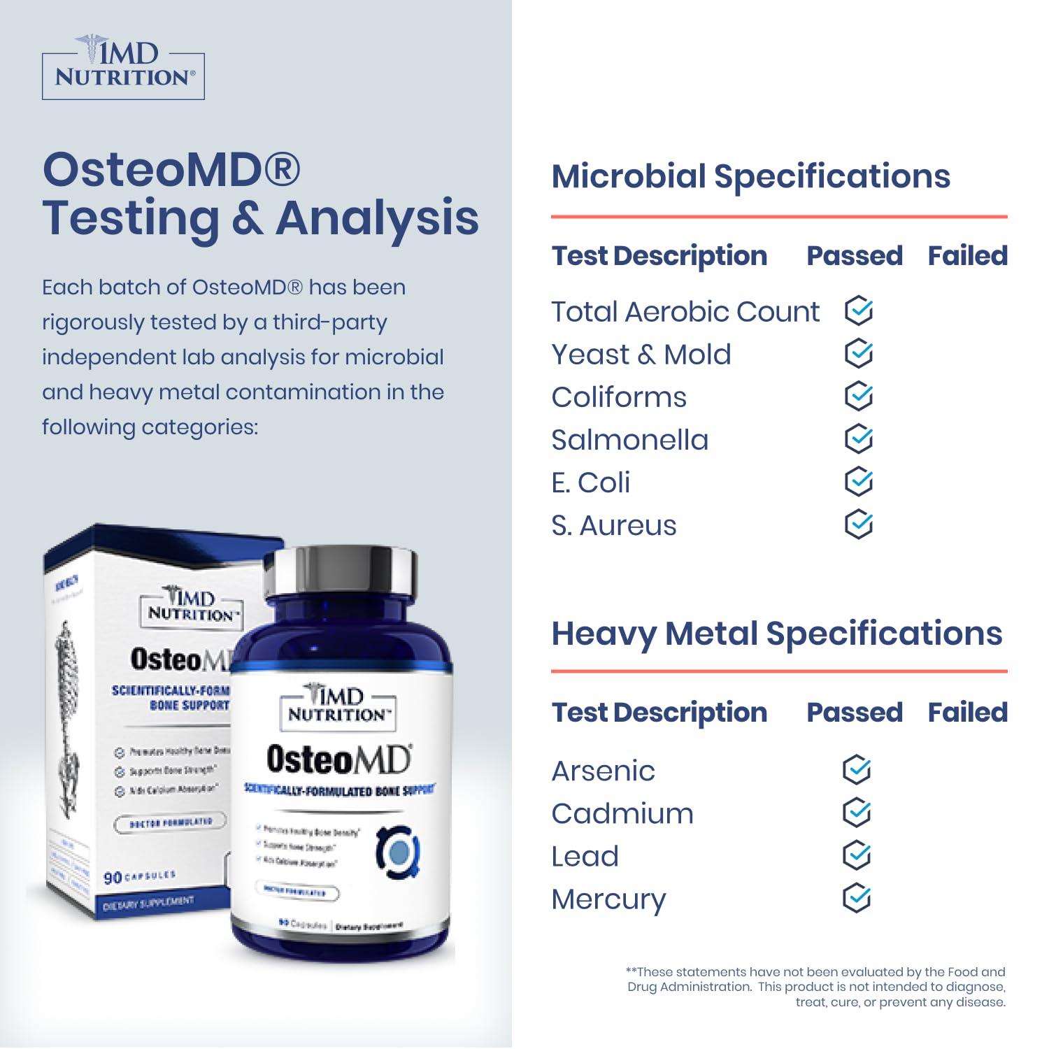 1MD Nutrition 1MD Nutrition OsteoMD for Comprehensive Bone Support | with Calcium Hydroxyapatite, Vitamin D3 & K2 | 180 Capsules (2-Pack)