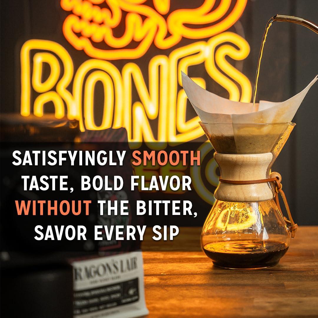 Bones Coffee Company Bones Coffee Company High Voltage Flavored Coffee Beans, Whole Bean Coffee Medium Roast Low Acid, Highly Caffeinated (12 oz)