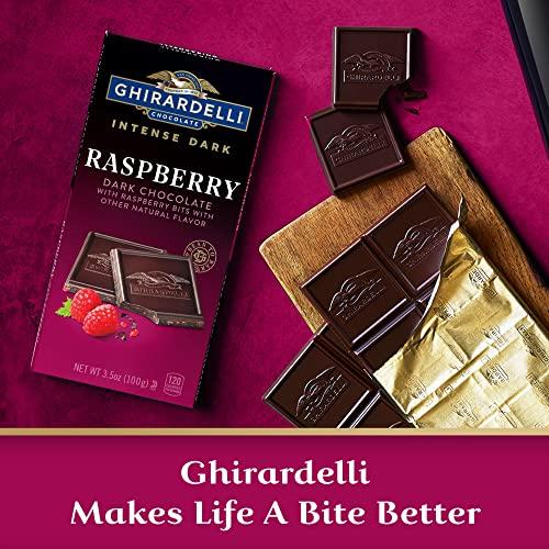 Ghirardelli Chocolate Company GHIRARDELLI Intense Dark Chocolate Bar, Raspberry, 3.5 Oz Bar (Pack of 12)