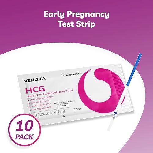 venoka 10 x Early Pregancy Test Strips, Super Sensitivity 10 MIU/mL
