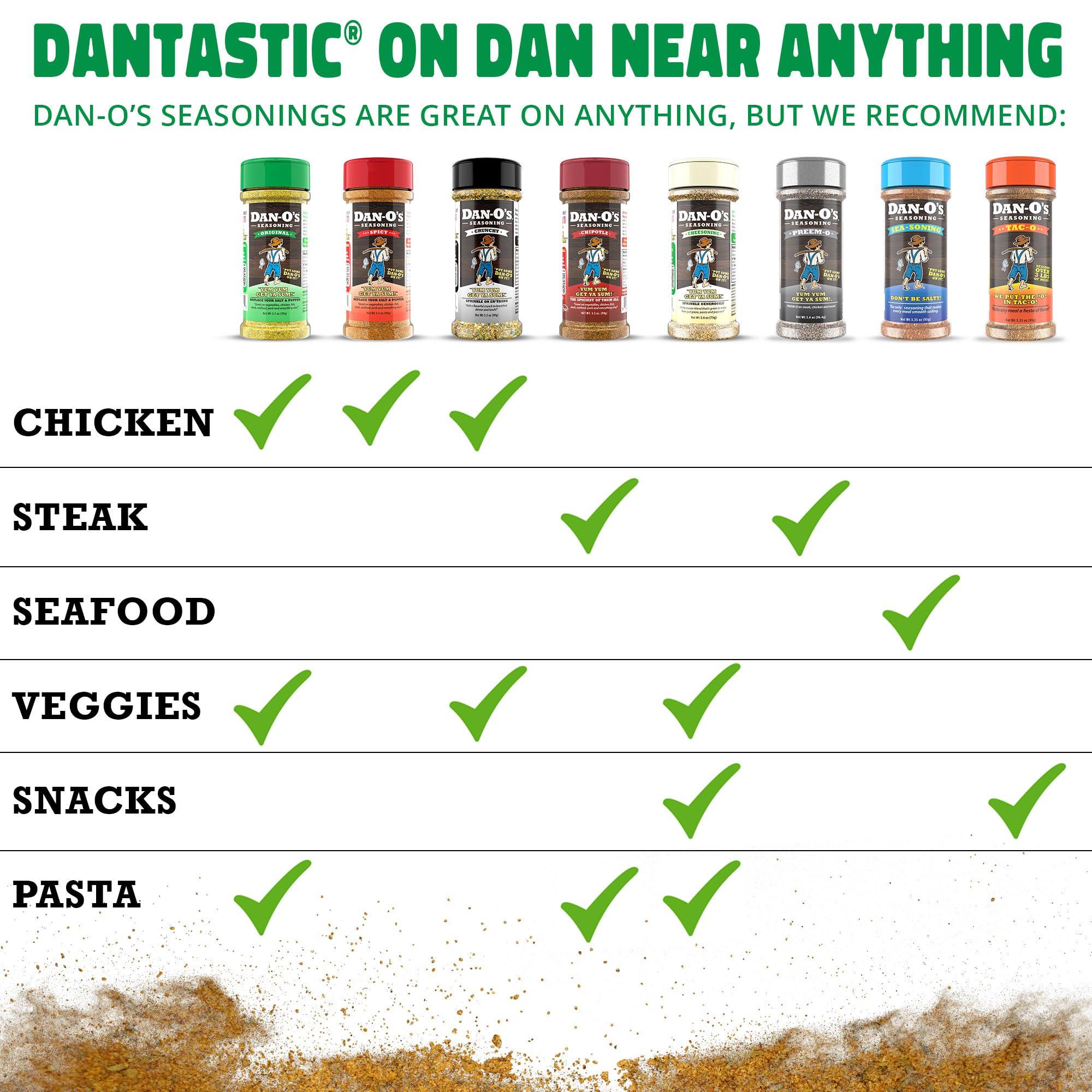 Dan-O\'s Dan-O\'s Original Seasoning - Great on Chicken, Meats, Veggies - All-Purpose, All-natural, Sugar Free, Zero Calorie, Savory Seasoning for Cooking Anything, marinade, rub, dips - Medium bottle (8.9 oz)