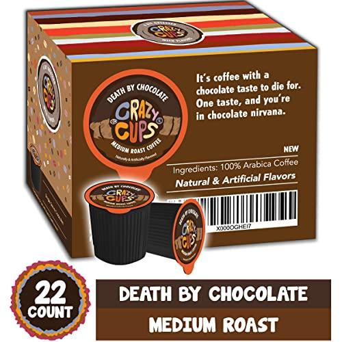 Crazy Cups Crazy Cups Flavored Coffee for Keurig K-Cup Machines, Death by Chocolate, Hot or Iced Coffee, 22 Single Serve, Recyclable Pods