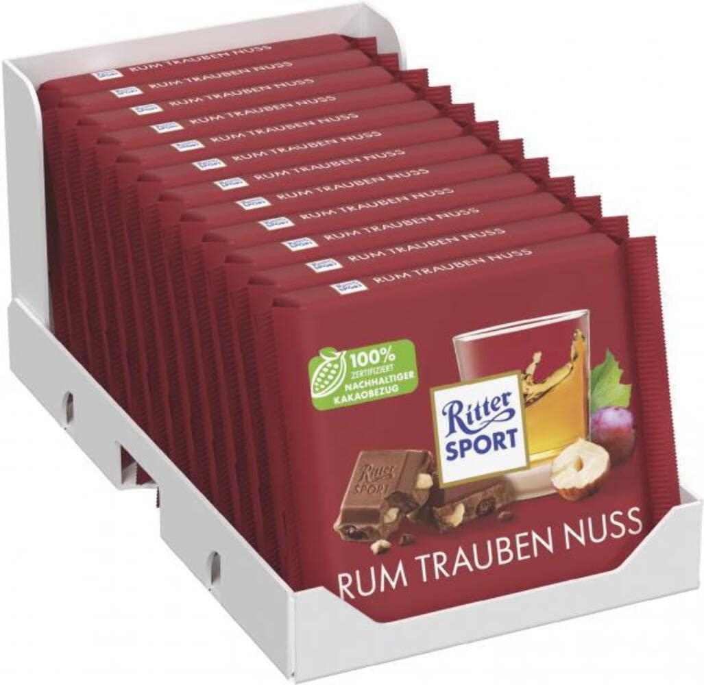 Ritter Sport Ritter Sport Chocolate | Ritter Sport Variety Rum Grape Nut | Ritter Chocolate | German Chocolate Bars | 42,3 Ounce Total