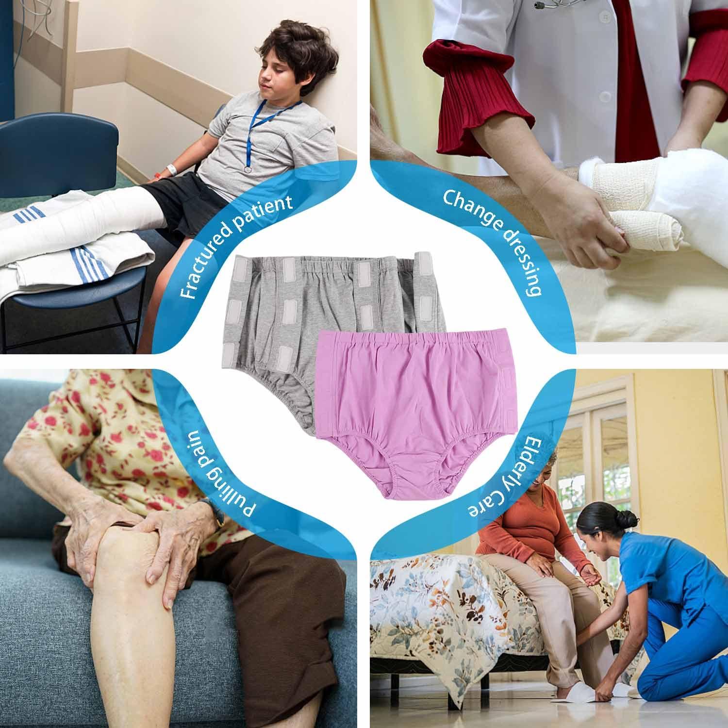 Lmaray 3 Pack Post Surgery Underwear, Adaptive Underwear, Tear Away Underwear, Incontinence Underpants, Reusable Stick-on Briefs