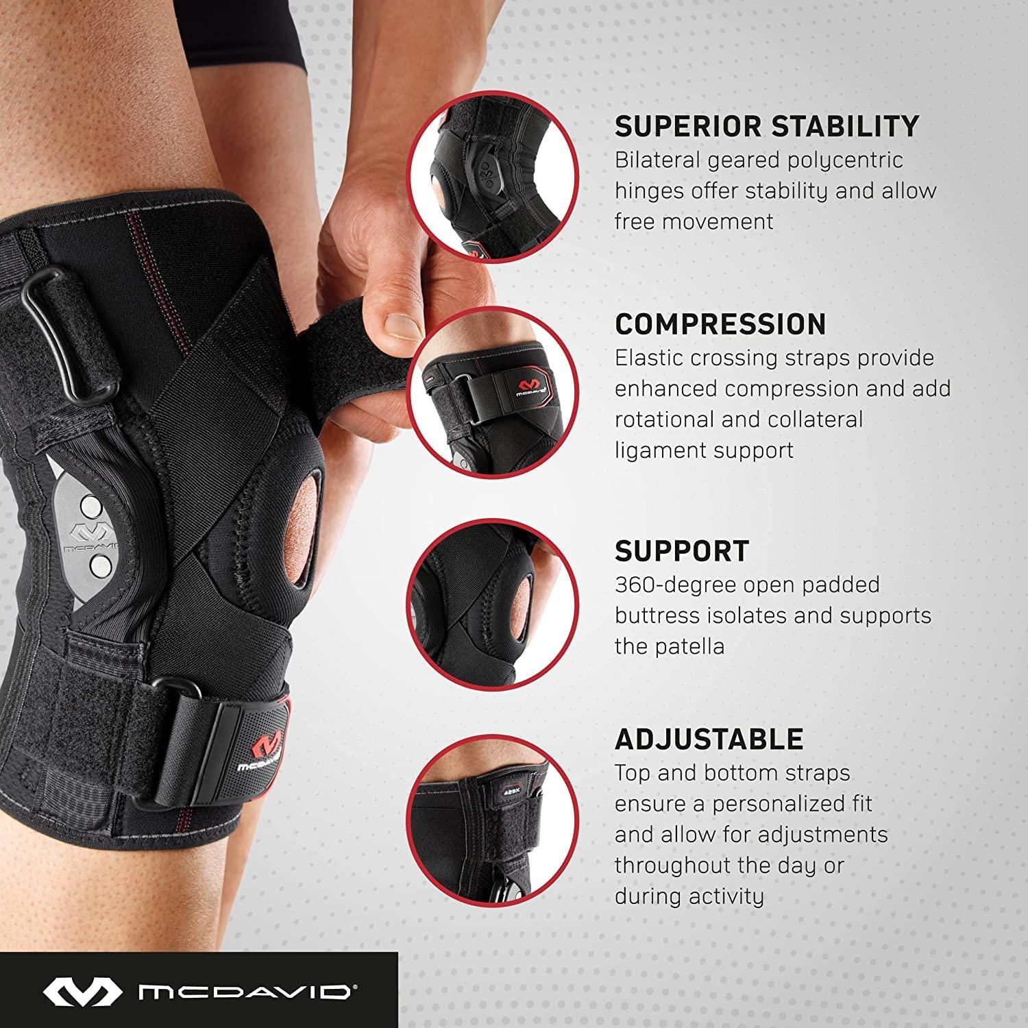 McDavid McDavid Hinged Knee Brace for Men and Women, Knee Brace with Side Stabilizers, Knee Compression Sleeves and Stability Straps for ACL, LCL, Arthritis, Tendonitis, MCL, Patella, Left and Right