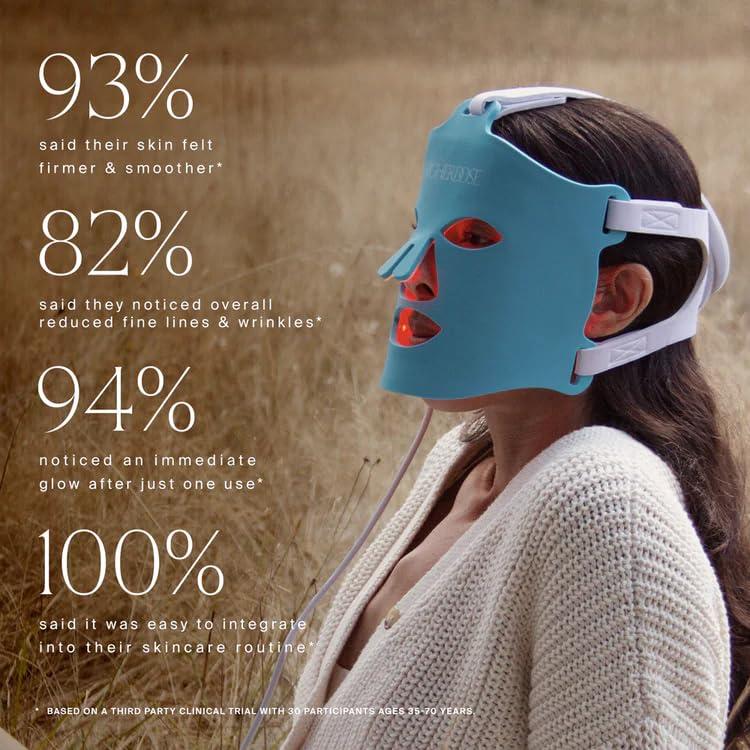 HigherDOSE HigherDOSE Red Light Therapy Face Mask - Cordless At-Home LED Facial Light Therapy - Promotes Cellular Renewal, Healing, & Glowing Skin - LED Face Mask to Target Fine Lines, Wrinkles & Redness