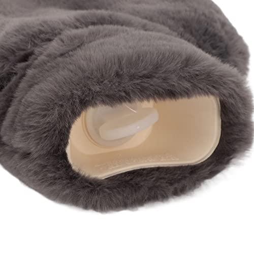 Yosoo Feet Hot Water Feet Hot Water Bottle with Soft Fuzzy Cover Grey Rubber Warm Water Bag Heating Pouch for Neck Shoulders Foot Hunting Camping Xmas Gifts, Pad Grey Hot Water Bottles