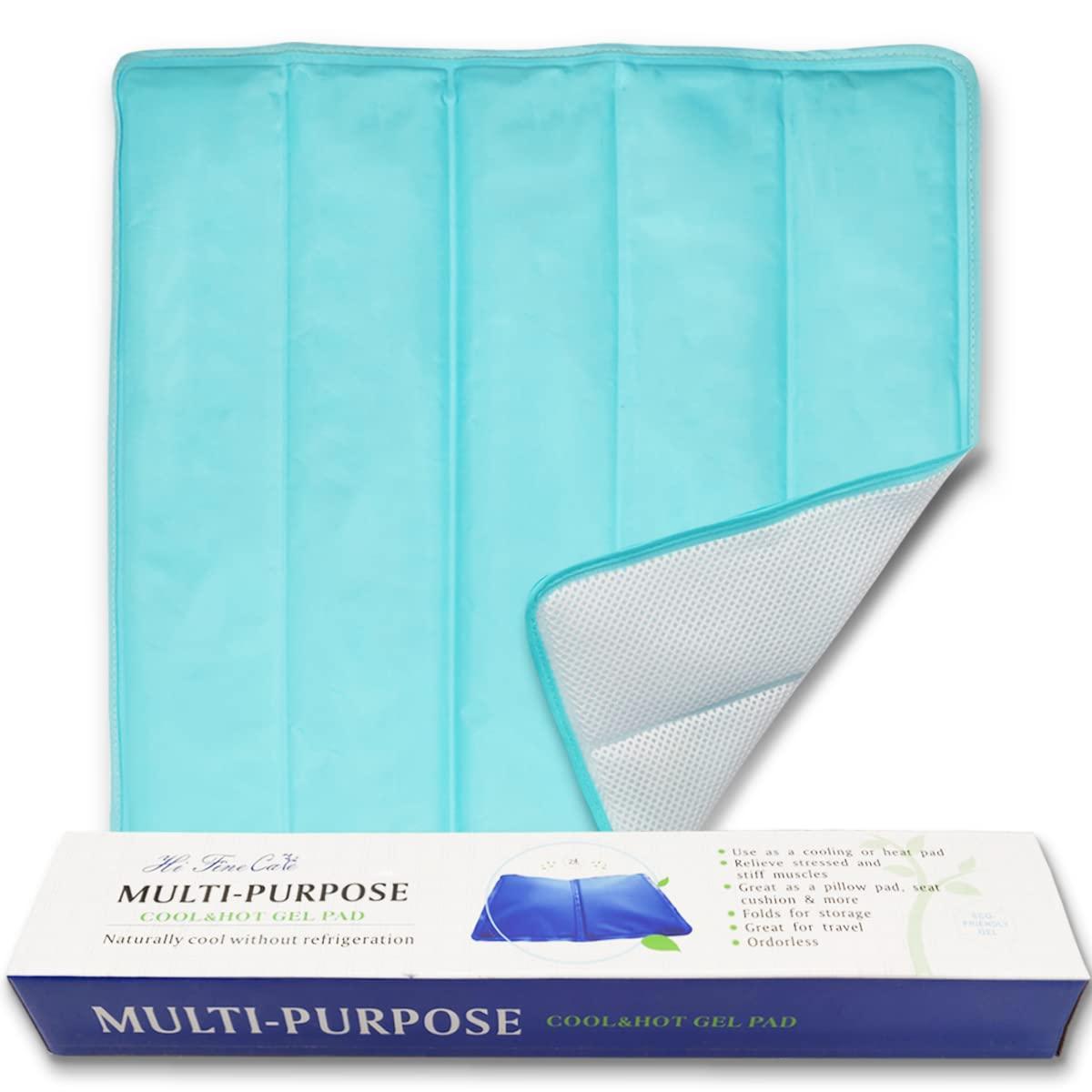 HI FINE CARE Ice Cooling Mat, Gel Cooling Cold Mat Pain Relief, Injuries Mesh Fabric Hot Cold Therapy Pack for Back, Shoulder, Knee, Belly Green 18in×18in (Green)