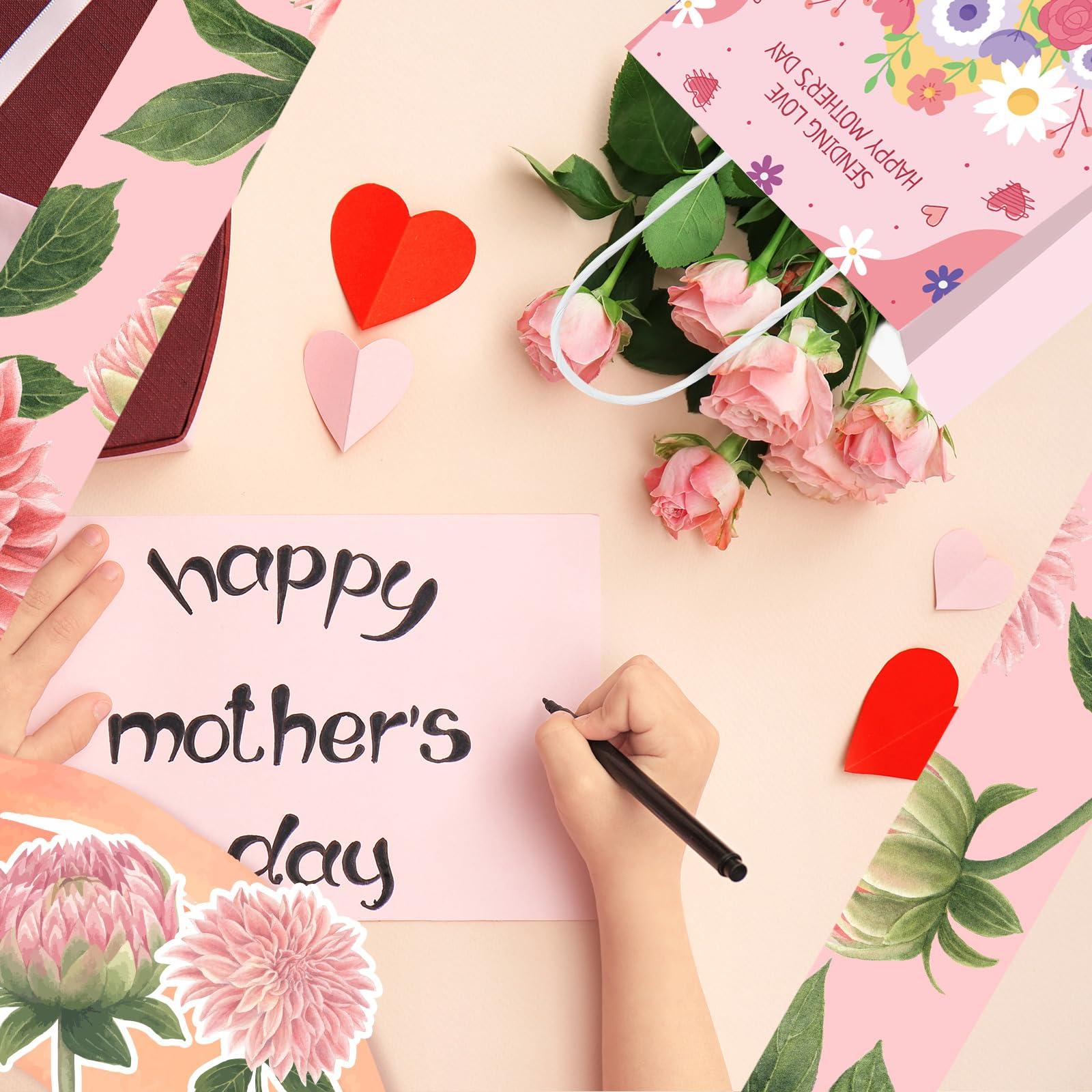 Silkfly Silkfly 48 Pieces Mother Day Gift Bags Bulk Floral Gift Bags with Handle Happy Mother Day Party Favor Bags Flower Treat Bags Love You Mom Goodie Bags for Mother Day Party Decorations Supplies