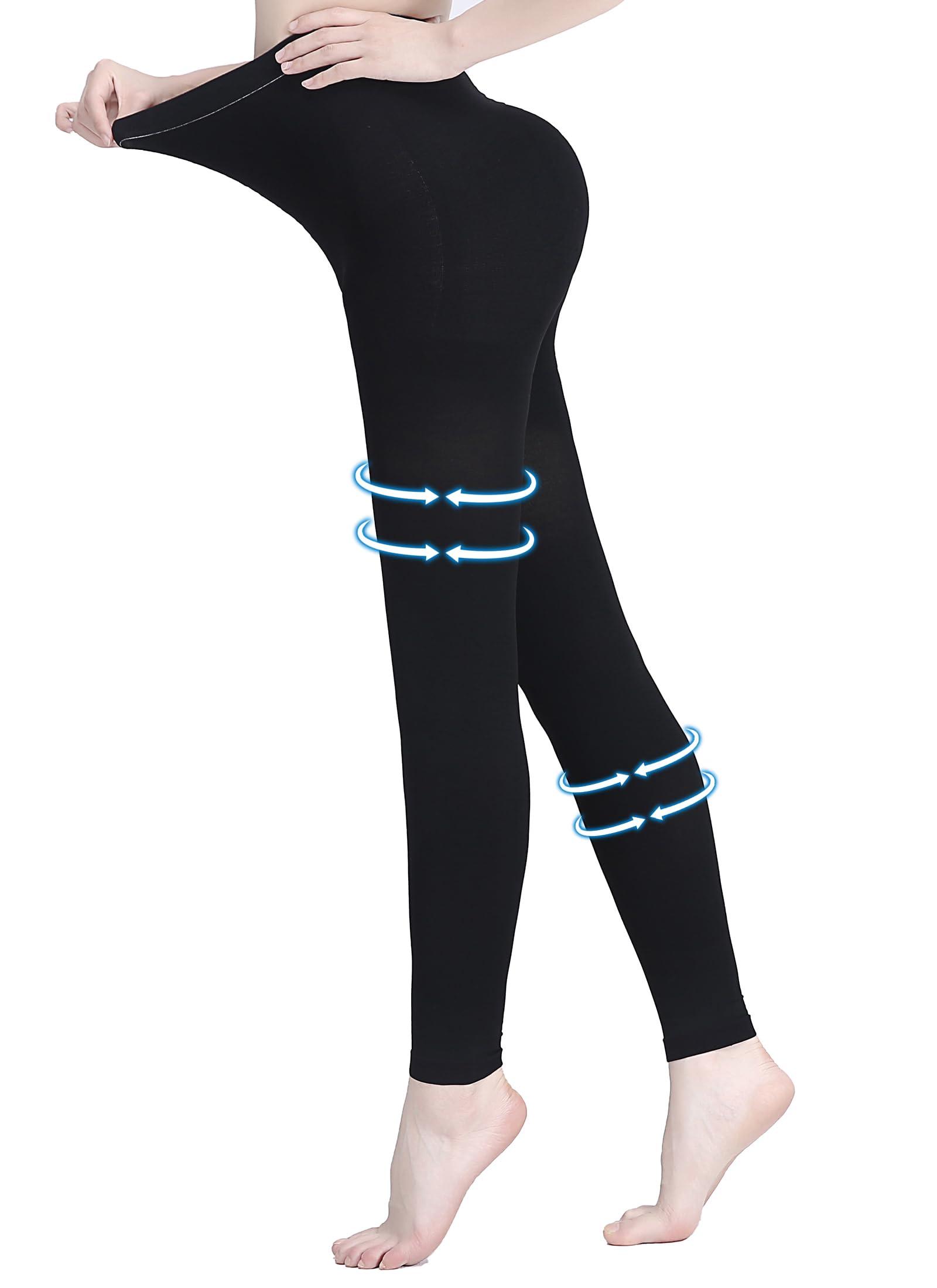 AMZAM AMZAM Medical Compression Pantyhose for Women & Men, 15-20 mmHg Graduated Compression Leggings, Opaque Footless Waist High Compression Stockings for Edema, Varicose Veins, Post Surgery, Black 3XL