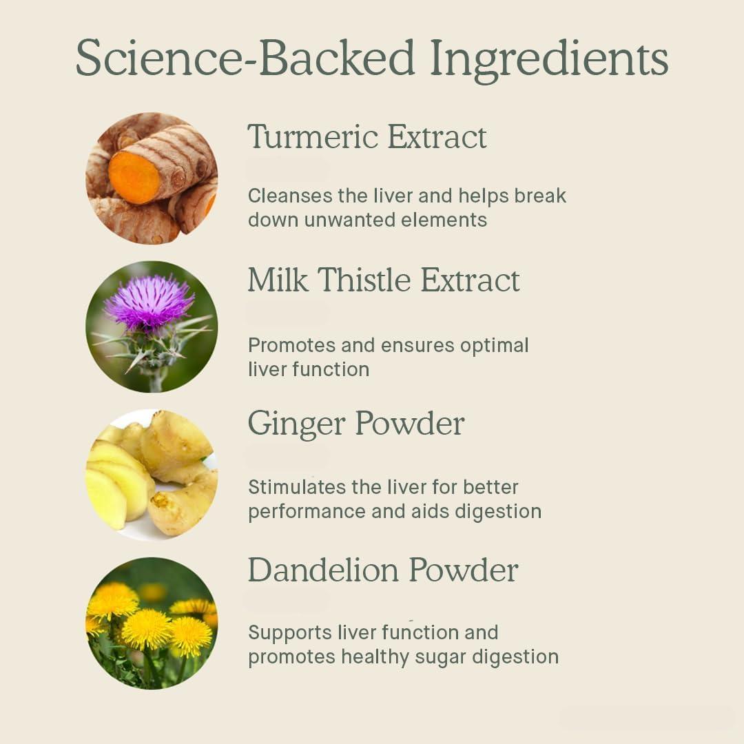 DOSE DOSE for Your Liver Support Supplement Shot| Non GMO, Vegan, Gluten Free, Kosher Pareve | 16oz (9 Bottles) & 2oz Shot Glass (2 Glasses)