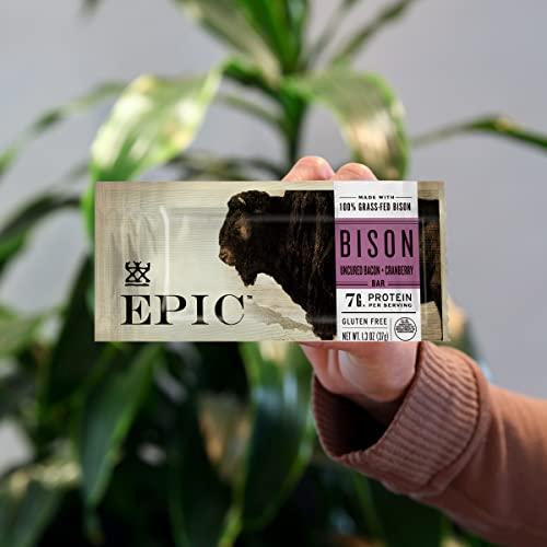Epic Provisions EPIC Bison Bacon Cranberry Bars, Paleo Friendly, Gluten Free, 4 ct, 1.3 oz Bars