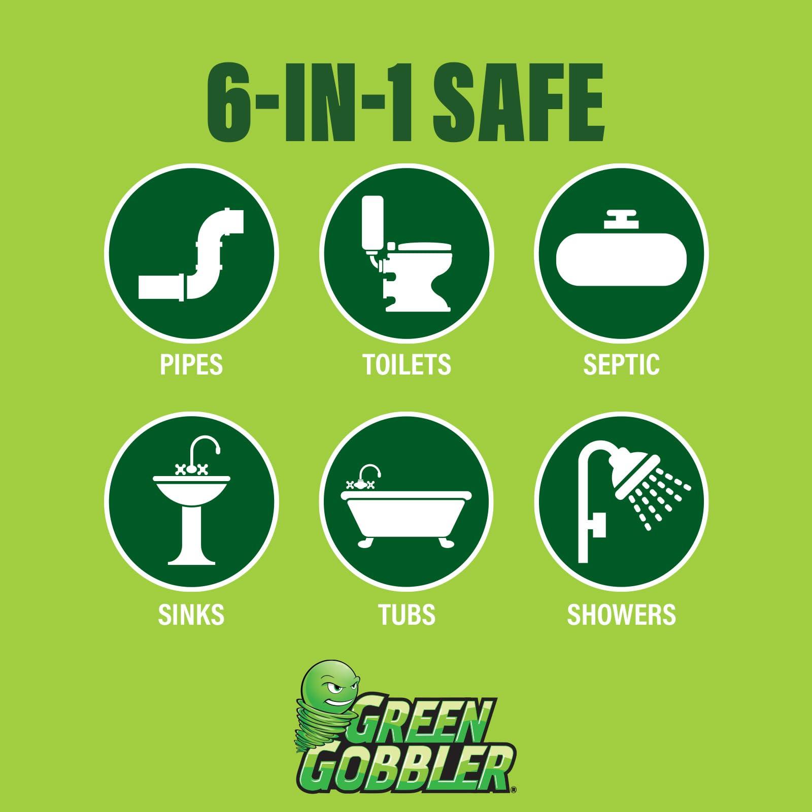 Green Gobbler Green Gobbler Drain Clog Remover & Drain Cleaner Powder, 20+ Treatments, Maintenance Breaks Down Grease, Paper, Fat & Oil, Septic Safe