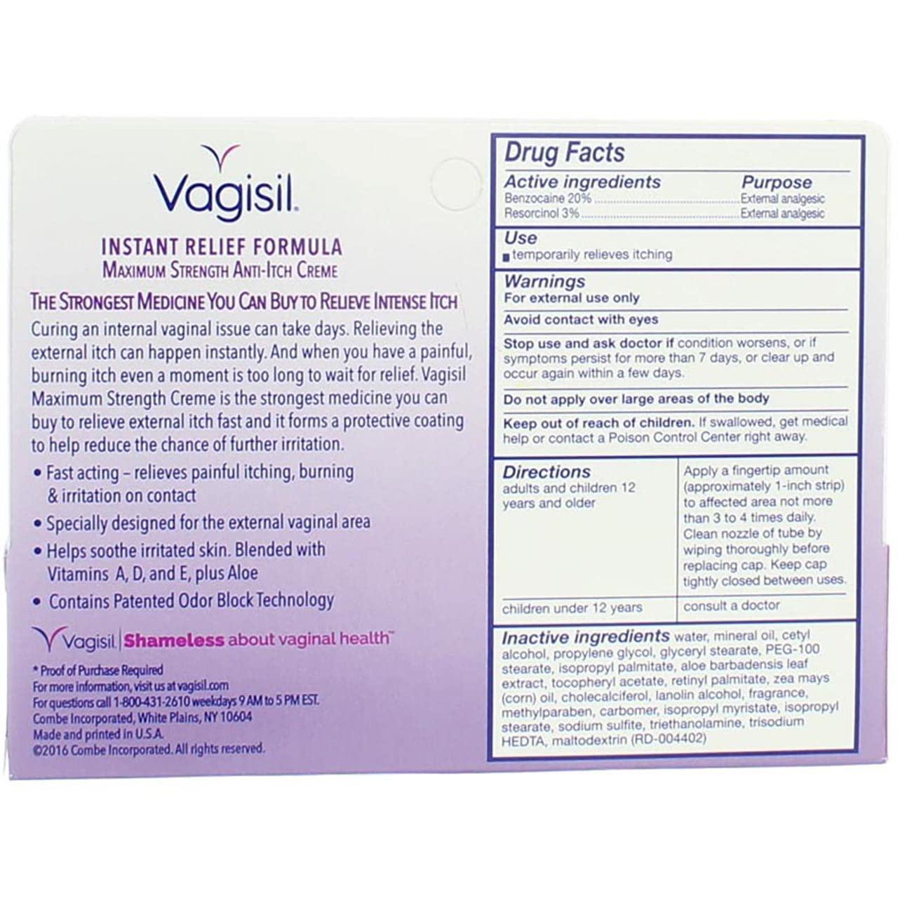 Vagisil Vagisil Medicated Anti-Itch Creme Maximum Strength - 1oz, Pack of 6