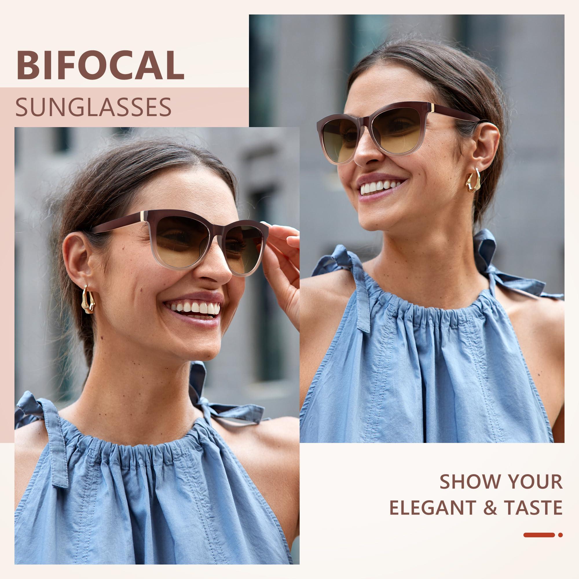 EASY READ EASY READ Bifocal Reading Sunglasses for WomenFashion Sun Readers UV400 Protection(Magnification 1.75,Gradient Brown)