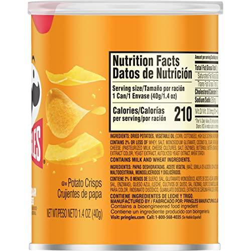 Pringles Pringles Potato Crisps Chips, Lunch Snacks, Office and Kids Snacks, Grab N' Go Snack Pack, Cheddar Cheese, 1.4oz Can (1 Can)