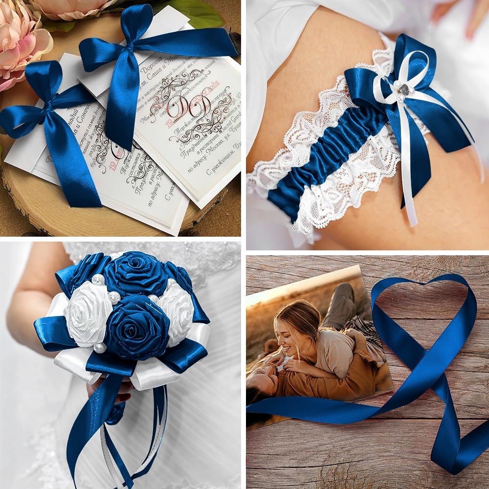 Xioabre Blue Ribbon for Christmas Tree 1 Inch 25 Yards Ribbon for Gift Wrapping, Navy Blue Ribbon Blue Christmas Ribbon Perfect for Hair Ribbon Bow Flower Bouquet Halloween Balloon Ribbon Gift Ribbon