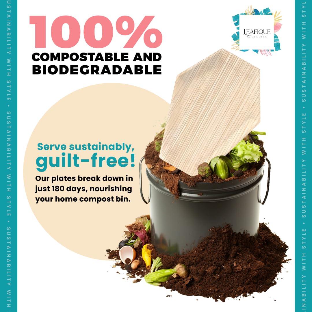 LEAFIQUE LEAFIQUE 17 x 12 Inch Coffin Shape Palm Leaf Trays (Pack of 10) Eco-Friendly Bamboo Disposable Charcuterie Boards, Halloween Party Serving Platters, 100% Compostable and Biodegradable