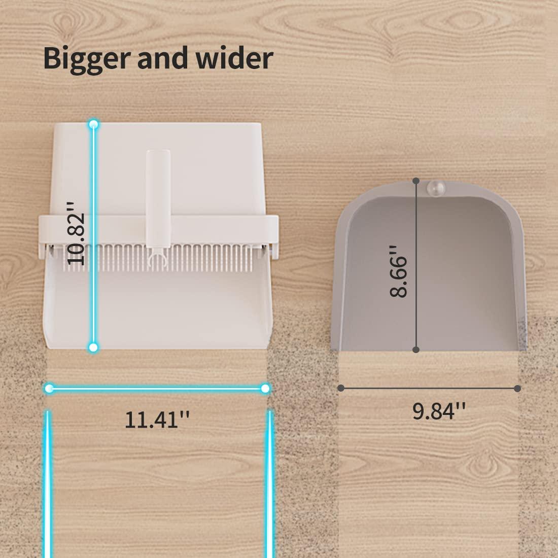 CQT CQT Broom and Dustpan Set with Handle, Brush and Dustpan Set for Home Kitchen Cleaner Floor Sweeping Upright Stand Up Dust pan Cleans Combo (White)