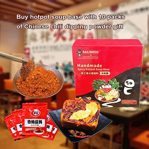 BAILINHOU BAILINHOU Chinese hot pot soup base 17.63 oz (500g), Sichuan hotpot broth sauce spicy Seasoning from szechuan, China