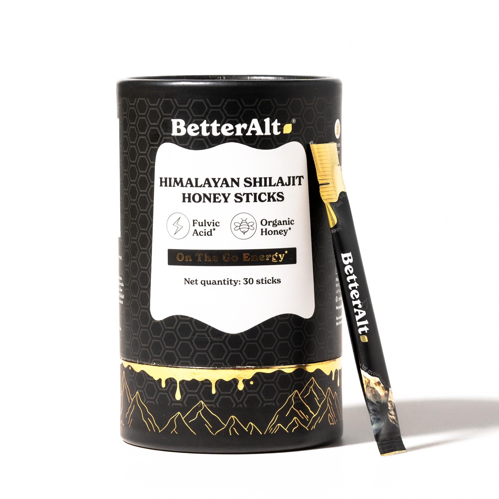 Better Alt Better Alt Pure Himalayan Shilajit Sticks with Organic Honey, Saffron | Easy to Consume Shilajit| 30 Sticks for Energy Boost & Immune Support, 85+ Trace Minerals, 75%+ Fulvic Acid