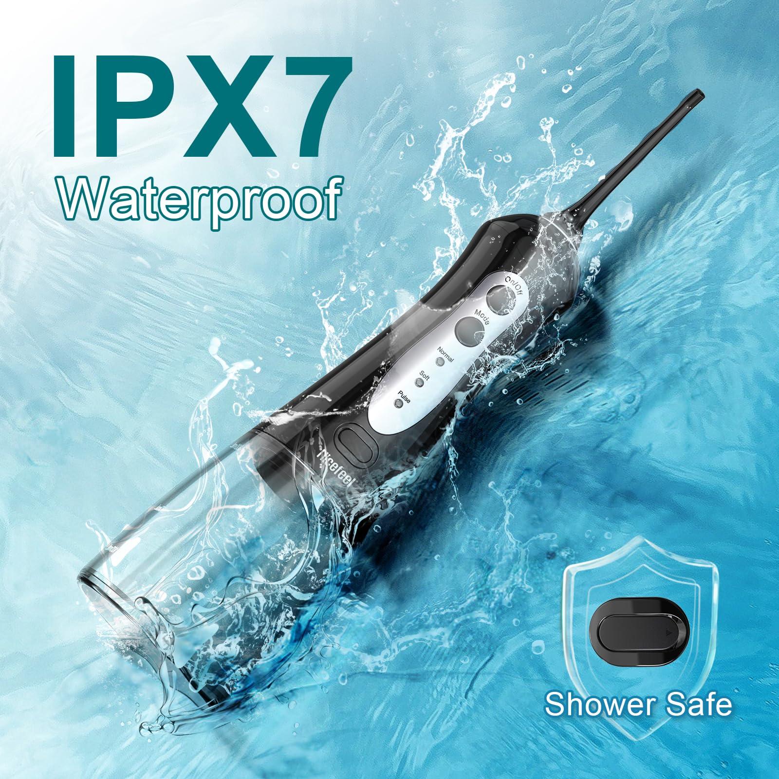 Nicefeel Nicefeel Cordless Water Dental Flosser 300ML BPA-Free Portable Oral Irrigator, 3 Cleaning Modes, Fast Charge, IPX7 Waterproof for Teeth, Gums & Tonsil Stones Home & Travel Use